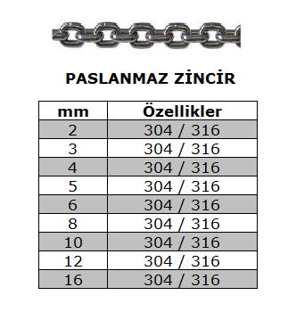 Krom (Paslanmaz) Zincir